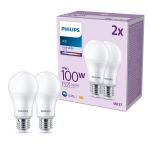 Mehrfachpackung 2x Philips Glühbirne LED E27 Birne Matt 13W 1521lm - 840 Kaltweiß